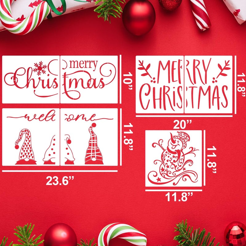 zosylley Christmas Stencils for Door Mats 23.6?Christmas Doormat Stencils for Crafts Reusable Holiday Stencil for Doormats Wood Fabrics Decor - Image 2